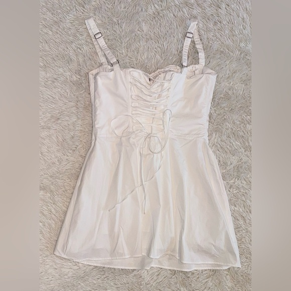 NWOT HOUSE OF CB Carlotta White Cotton Corset Mini Dress sz XL - Picture 5 of 9